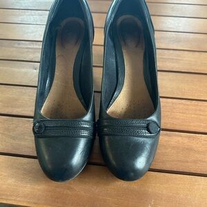Clarks Black Leather Heels